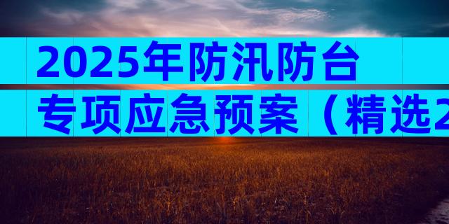 2025年防汛防台专项应急预案（精选28篇）