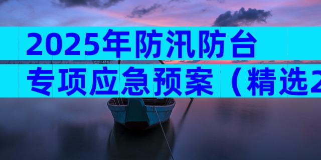 2025年防汛防台专项应急预案（精选29篇）