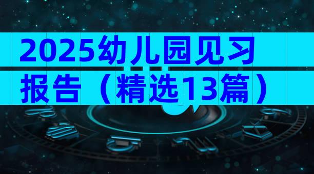 2025幼儿园见习报告（精选13篇）