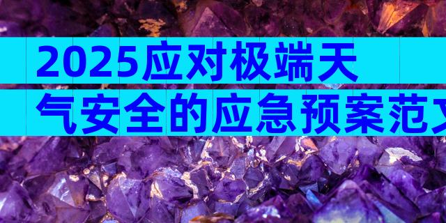 2025应对极端天气安全的应急预案范文（精选9篇）