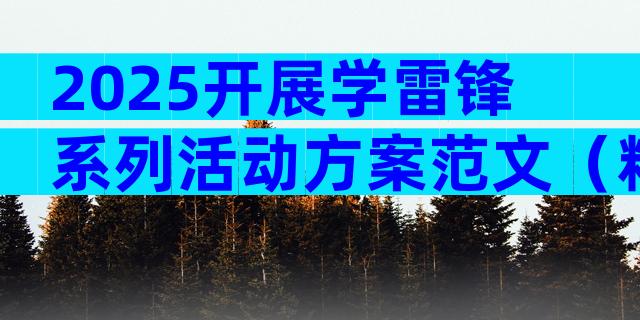2025开展学雷锋系列活动方案范文（精选9篇）