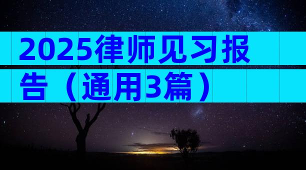 2025律师见习报告（通用3篇）