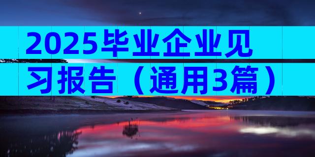 2025毕业企业见习报告（通用3篇）