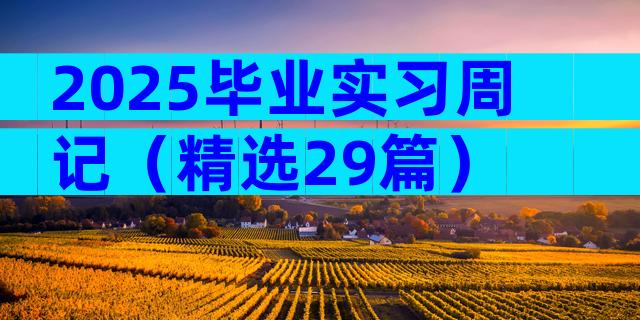 2025毕业实习周记（精选29篇）