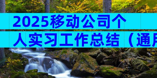 2025移动公司个人实习工作总结（通用3篇）