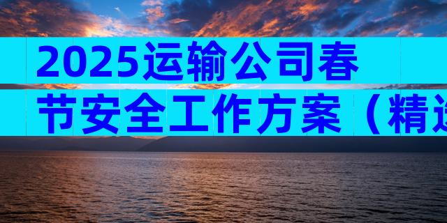 2025运输公司春节安全工作方案（精选3篇）