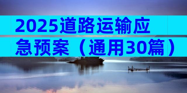 2025道路运输应急预案（通用30篇）