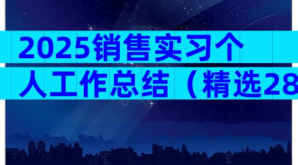2025销售实习个人工作总结（精选28篇）