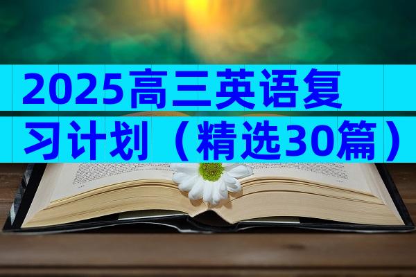 2025高三英语复习计划（精选30篇）