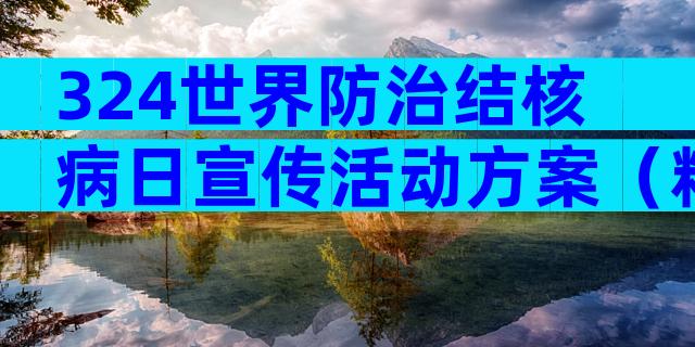 324世界防治结核病日宣传活动方案（精选29篇）