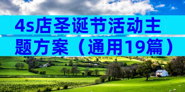 4s店圣诞节活动主题方案（通用19篇）