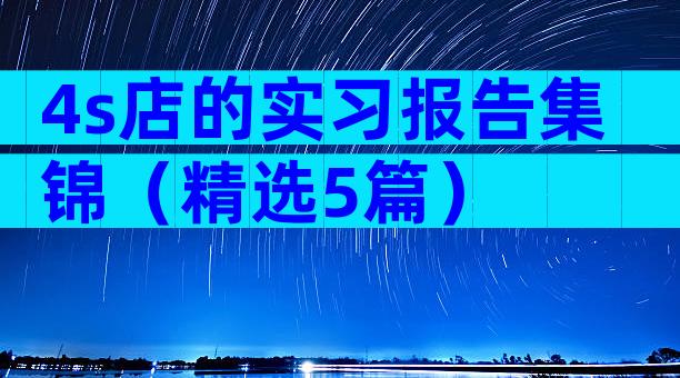 4s店的实习报告集锦（精选5篇）