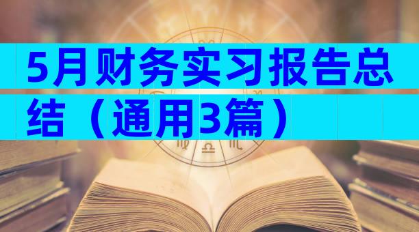 5月财务实习报告总结（通用3篇）