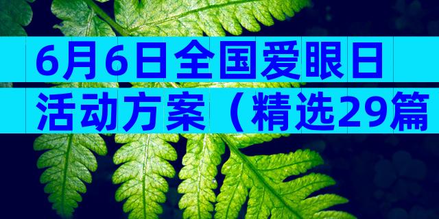 6月6日全国爱眼日活动方案（精选29篇）