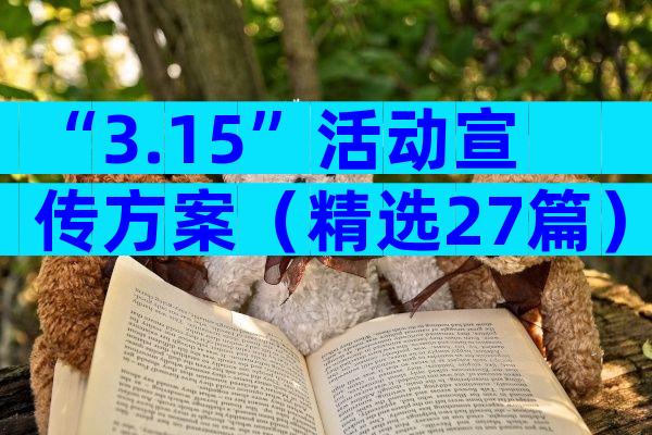 “3.15”活动宣传方案（精选27篇）