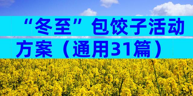 “冬至”包饺子活动方案（通用31篇）