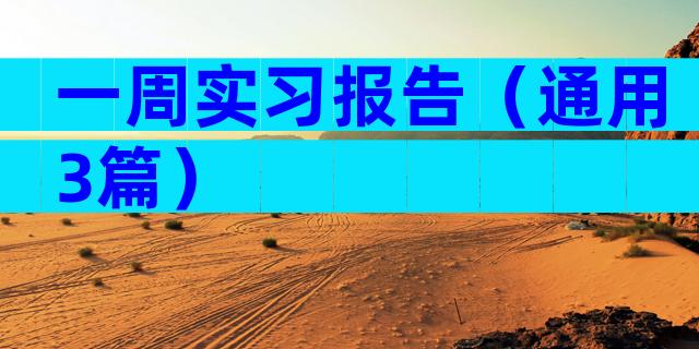一周实习报告（通用3篇）