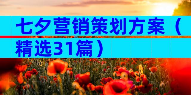 七夕营销策划方案（精选31篇）