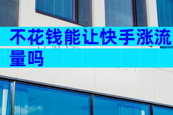 不花钱能让快手涨流量吗