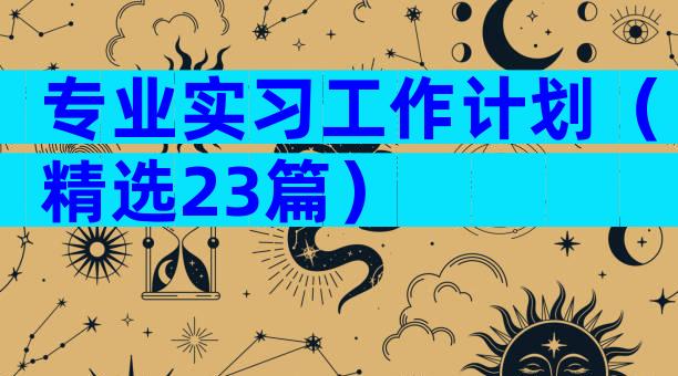 专业实习工作计划（精选23篇）