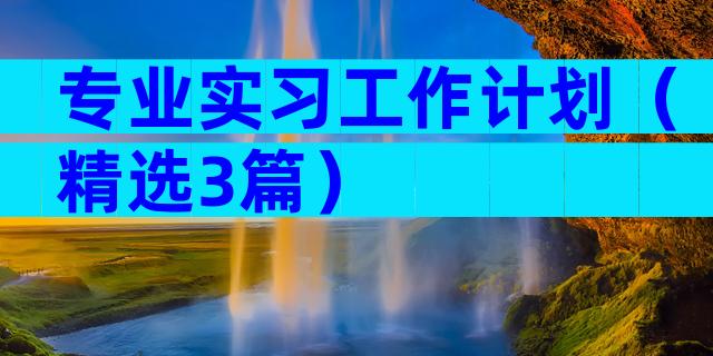 专业实习工作计划（精选3篇）