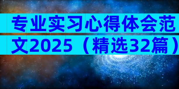 专业实习心得体会范文2025（精选32篇）