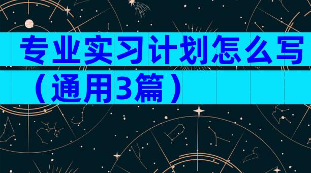 专业实习计划怎么写（通用3篇）