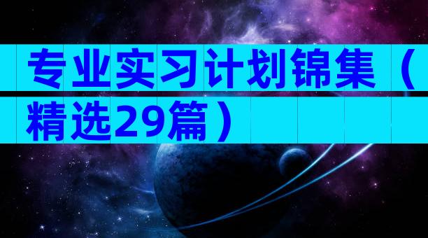 专业实习计划锦集（精选29篇）