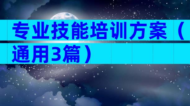 专业技能培训方案（通用3篇）
