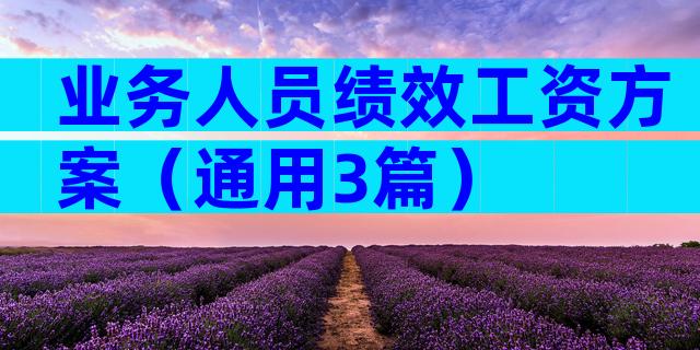 业务人员绩效工资方案（通用3篇）
