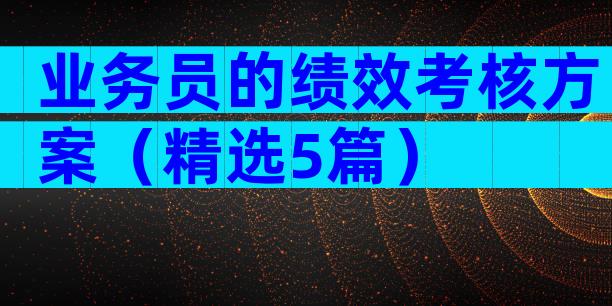业务员的绩效考核方案（精选5篇）