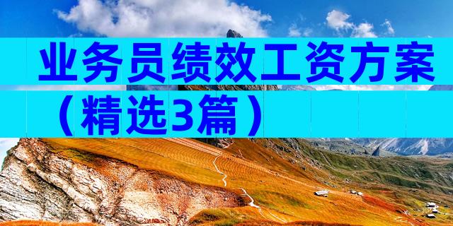 业务员绩效工资方案（精选3篇）
