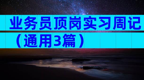 业务员顶岗实习周记（通用3篇）