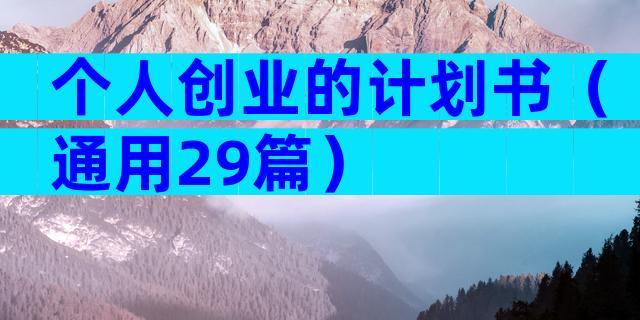 个人创业的计划书（通用29篇）
