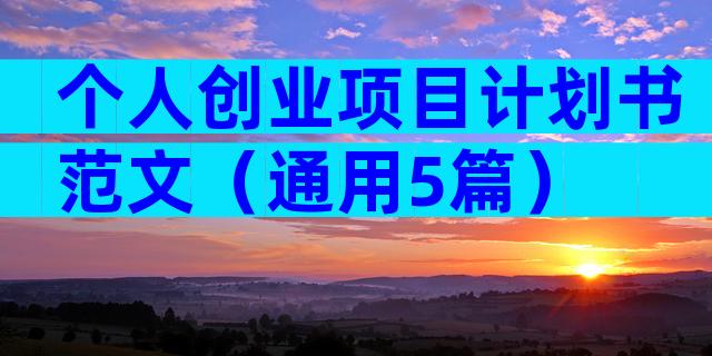 个人创业项目计划书范文（通用5篇）