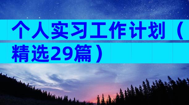 个人实习工作计划（精选29篇）