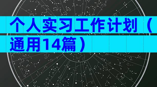 个人实习工作计划（通用14篇）