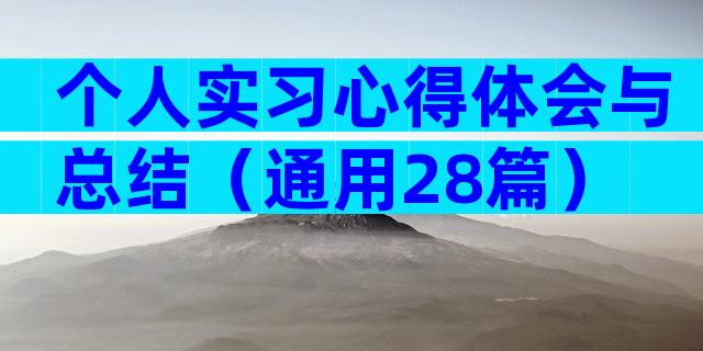 个人实习心得体会与总结（通用28篇）