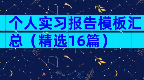 个人实习报告模板汇总（精选16篇）