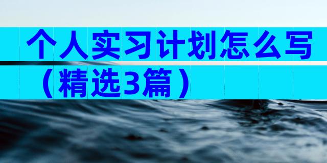 个人实习计划怎么写（精选3篇）