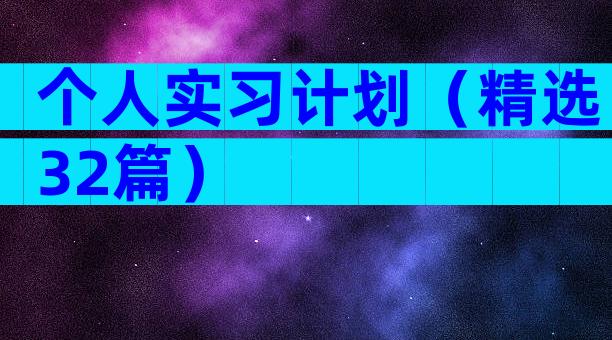 个人实习计划（精选32篇）