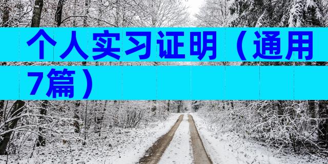 个人实习证明（通用7篇）