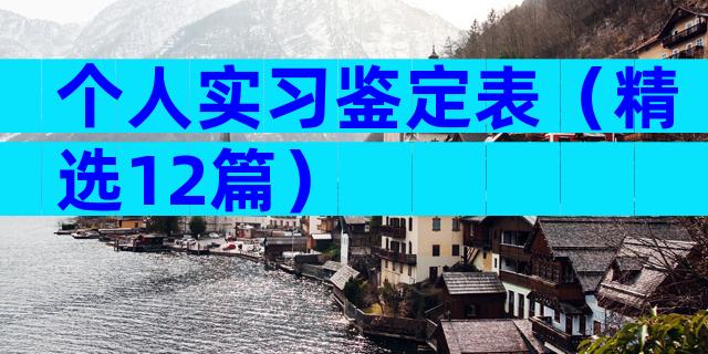 个人实习鉴定表（精选12篇）