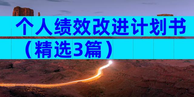 个人绩效改进计划书（精选3篇）