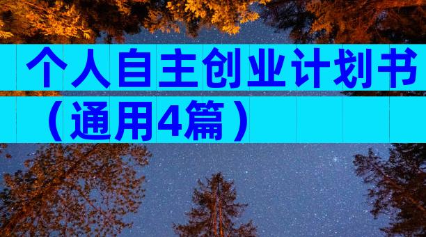 个人自主创业计划书（通用4篇）