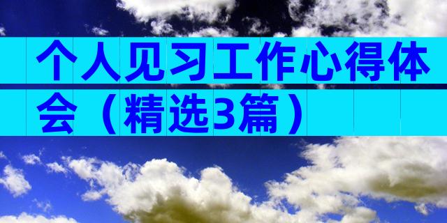 个人见习工作心得体会（精选3篇）