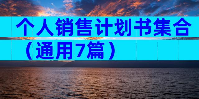 个人销售计划书集合（通用7篇）