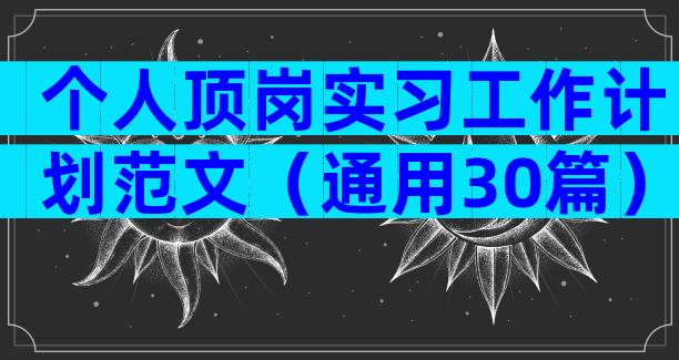 个人顶岗实习工作计划范文（通用30篇）