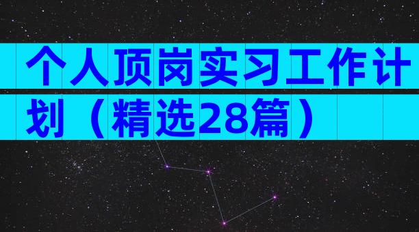 个人顶岗实习工作计划（精选28篇）