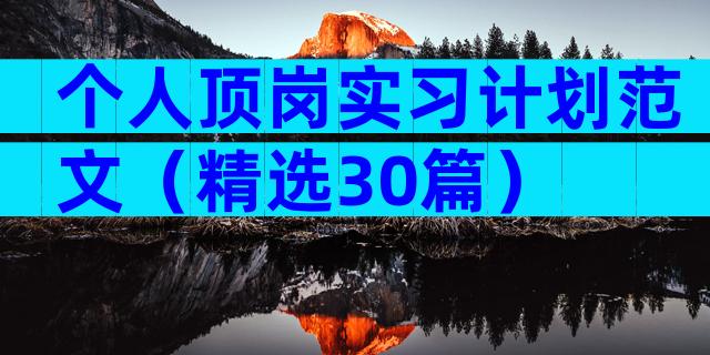 个人顶岗实习计划范文（精选30篇）